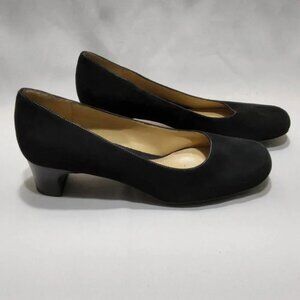 Naturalizer Destin Suede Pump Black Block Heel Size 8 Round Toe Women